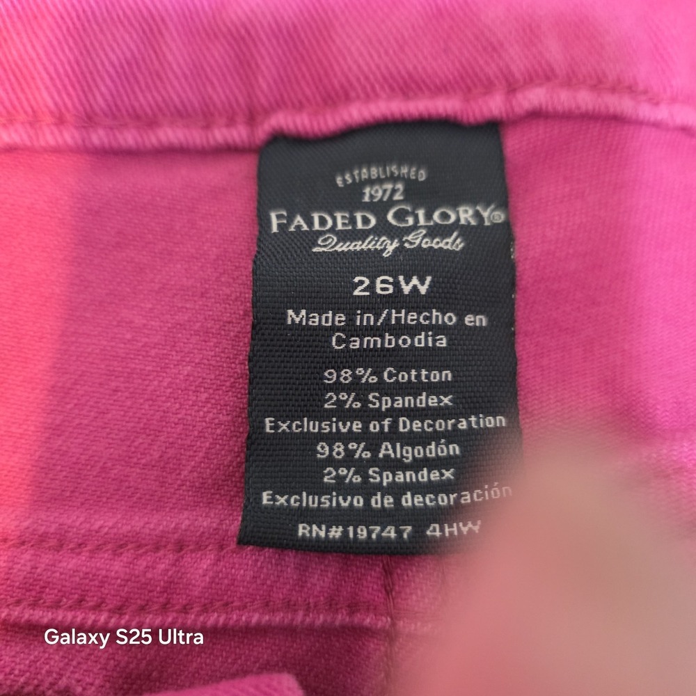 Faded Glory fushia red/dark pink embellished capri pants 26W bling Y2K? - Picture 11 of 12